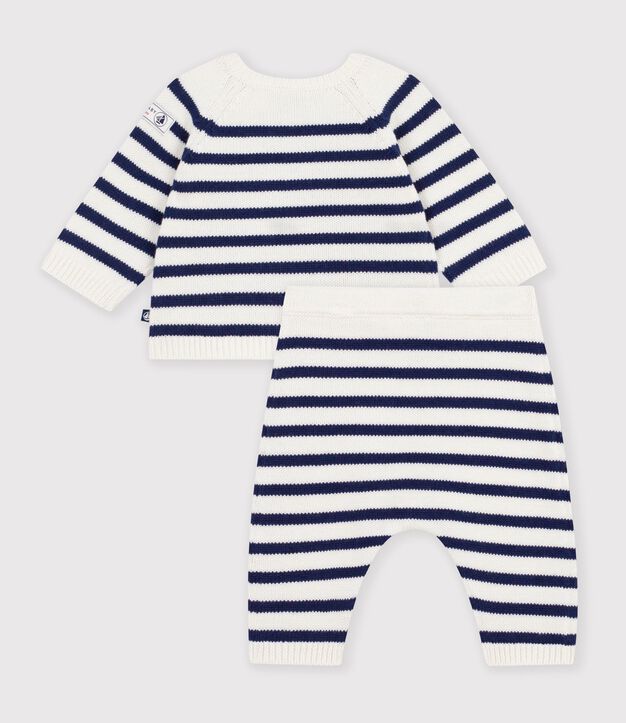 Babies' set in a stripy knit blue/blue