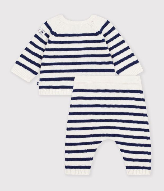 Babies' set in a stripy knit blue/blue