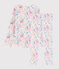 Girls' Jungle Print Cotton Pyjamas MARSHMALLOW white/MULTICO white