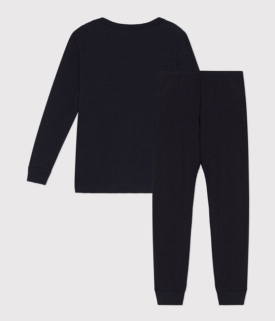 Children's Unisex Plain Cotton/Tencel Pyjamas SMOKING blue
