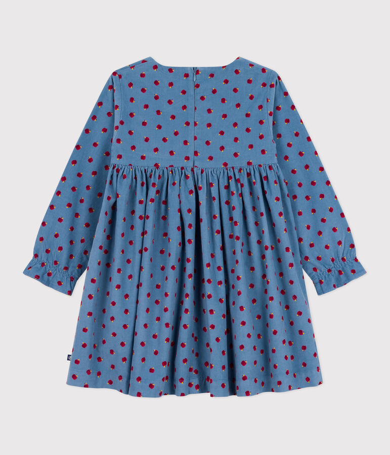 Children's long-sleeved printed corduroy dress blue/multicolor
