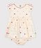 Babies' short-sleeved cotton dress printed with hearts. Ecru/multicolor