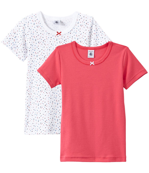 Set of 2 girls' short-sleeved t-shirts white