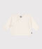 Babies' wool and cotton openwork knit wrapover top white