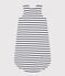Stripy cotton 2 TOG sleeping bag MARSHMALLOW white/SMOKING blue