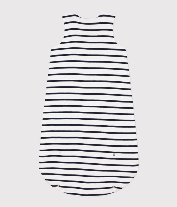 Stripy cotton 2 TOG sleeping bag white/blue