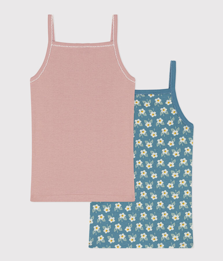 Girls' Flower Cotton Vests - 2-Pack multicolor