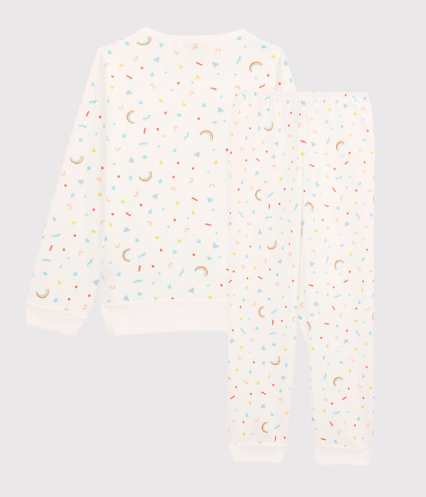 Girls' Confetti Print Fleece Pyjamas white/multicolor