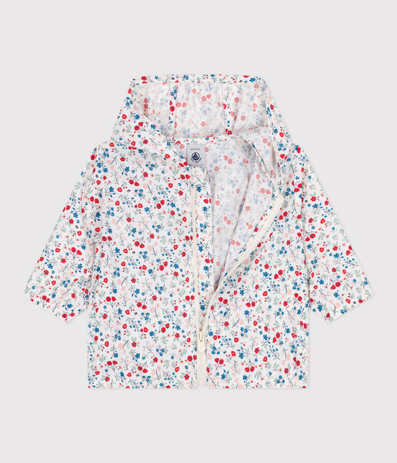 Babies' UV protection floral print polyester windbreaker MARSHMALLOW white/MULTICO white