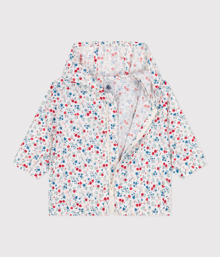 Babies' UV protection floral print polyester windbreaker white/multicolor