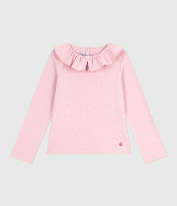 Children's long-sleeved plain cotton T-shirt pink