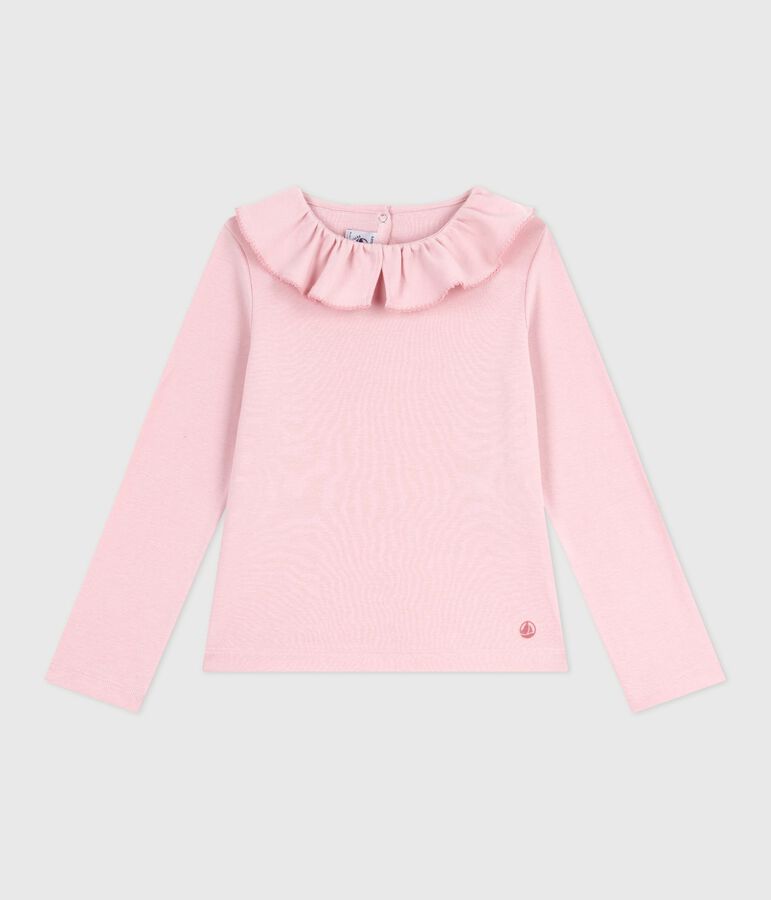 Children's long-sleeved plain cotton T-shirt pink