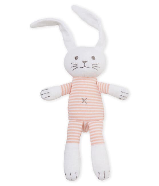 Unisex baby rabbit rattle comforter ROSAKO pink/MARSHMALLOW white