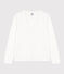 Women's The Straight long-sleeved V-necked fine jersey T-shirt ECUME white