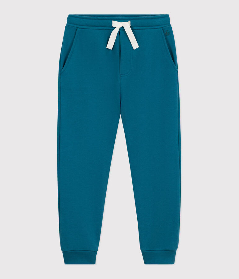 Children's jogging bottoms in plain cotton DRAGONFLY green