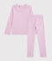 Girls' Cotton and Lyocell Stripy Pyjamas BOHEME pink/MARSHMALLOW white