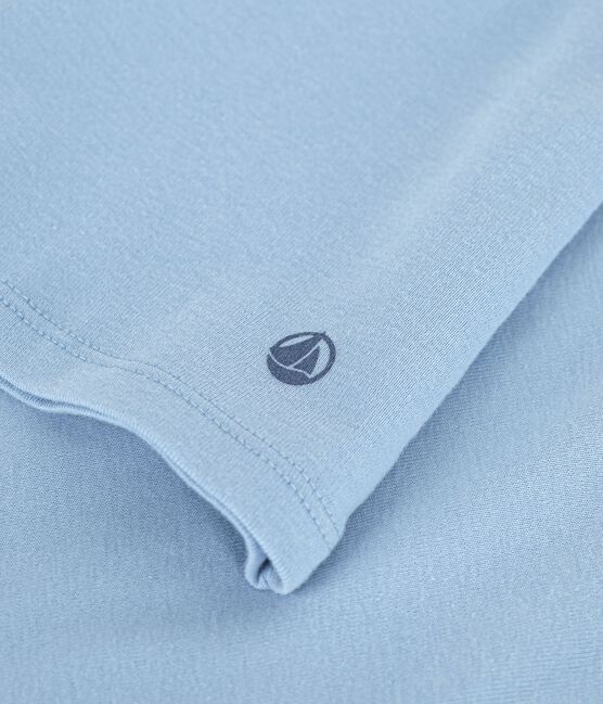 Women's short-sleeved plain cotton T-shirt FLO blue