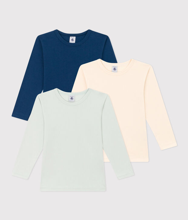 Boys' Long-Sleeved Cotton T-Shirts - 3-Pack multicolor