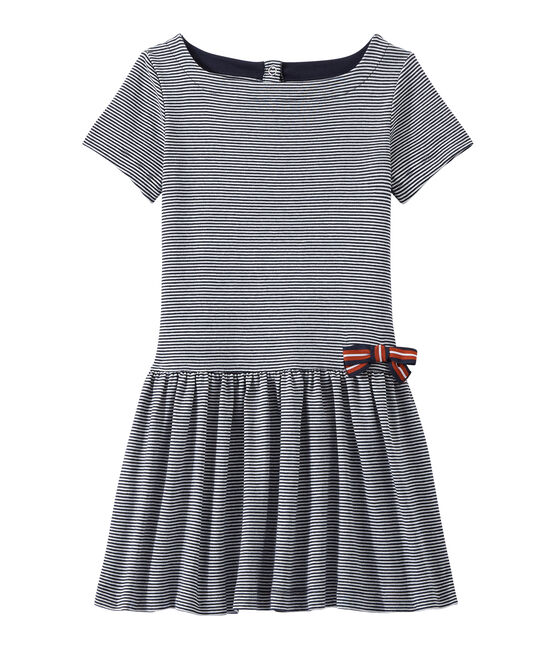 Girl's milleraies-striped dress SMOKING blue/LAIT white