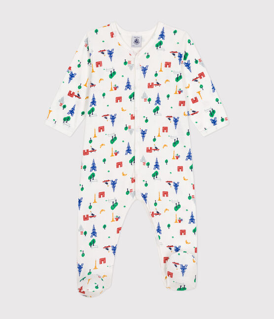Babies' Paris Print Cotton Pyjamas MARSHMALLOW white/MULTICO white