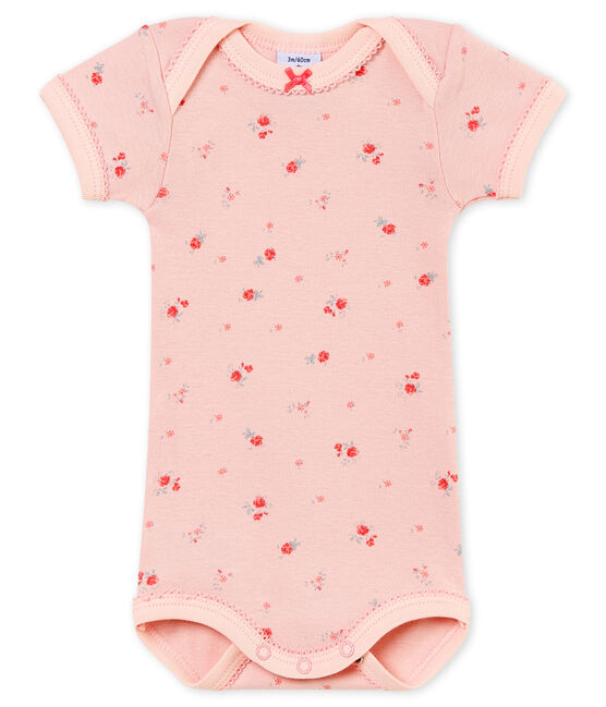 Baby girl's short sleeved body JOLI pink/MULTICO white