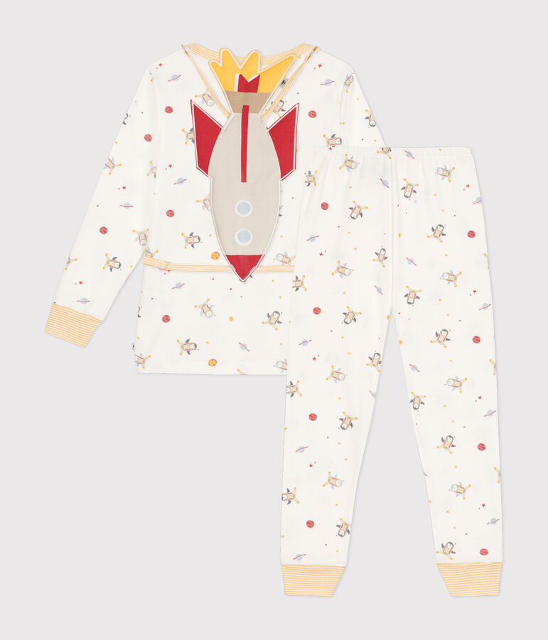 Children's' space fancy dress pyjamas in a cotton print white/multicolor