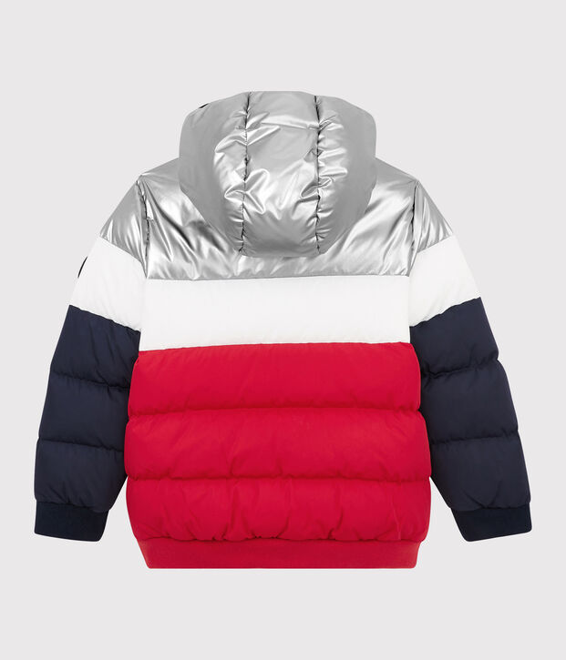Boys' puffer jacket blue/red/white