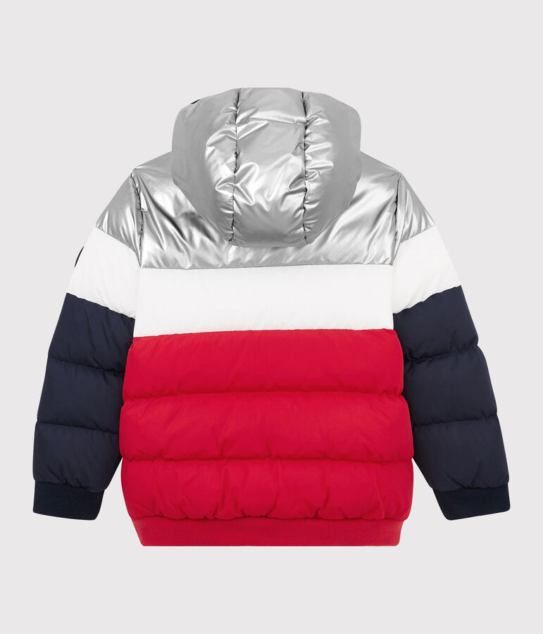 Boys' puffer jacket blue/red/white