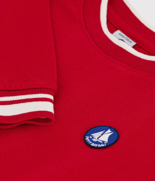 Children's long-sleeved plain cotton T-shirt red