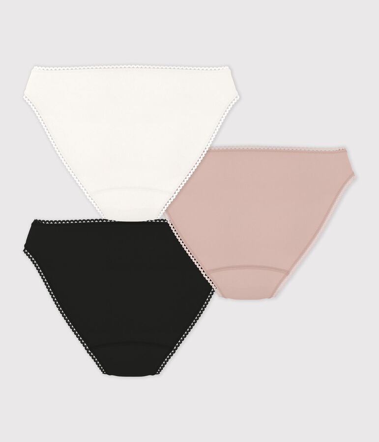 Women's plain cotton and elastane briefs - 3-Pack multicolor