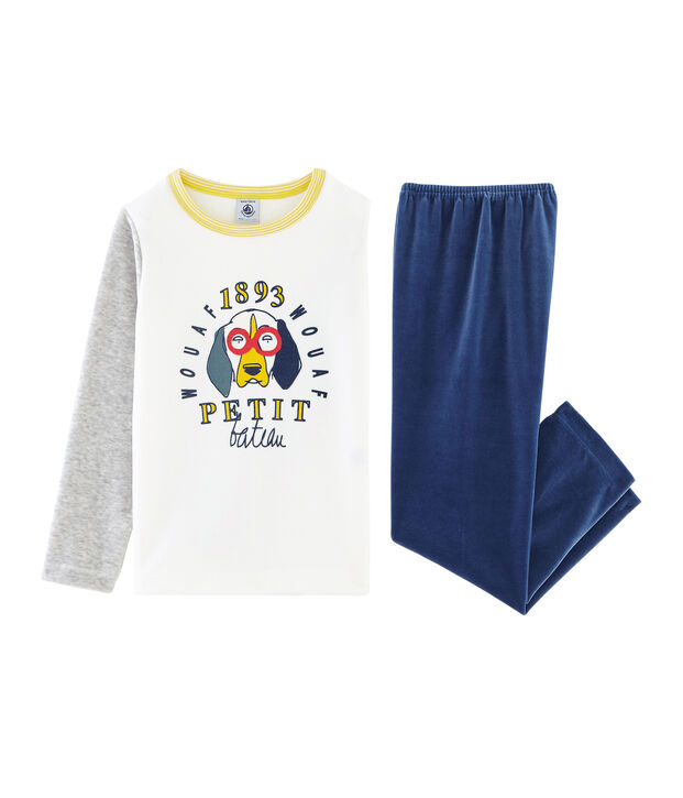 Boys' Velour Pyjamas blue/grey/multicolor