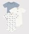 Pack of babies' short-sleeved whale print cotton bodies multicolor