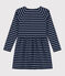 Girls' Long-Sleeved Warm Stripy Cotton Dress SMOKING blue/SKY CHINE