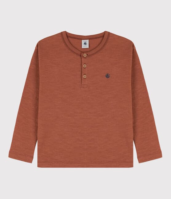 Boys' Long-Sleeved Cotton T-Shirt CINA brown