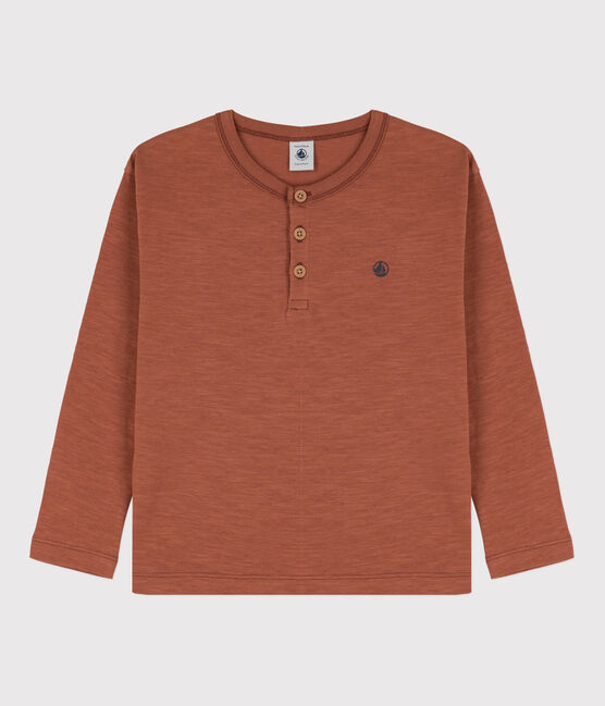 Boys' Long-Sleeved Cotton T-Shirt CINA brown