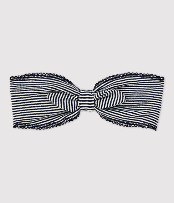 Babies' Sailor Striped Organic Cotton Headband SMOKING blue/MARSHMALLOW white