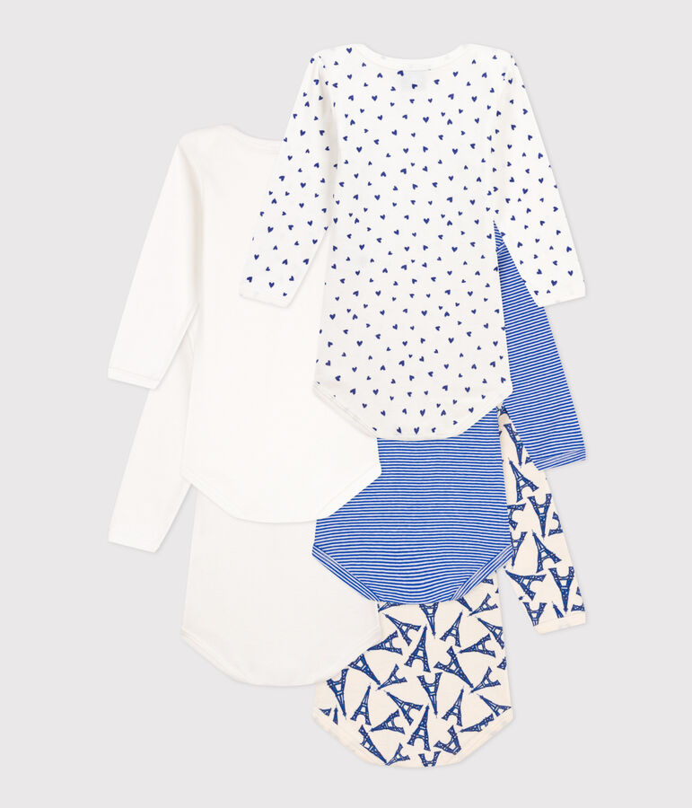 Babies' Paris Themed Long-Sleeved Cotton Bodysuits - 5-Pack multicolor