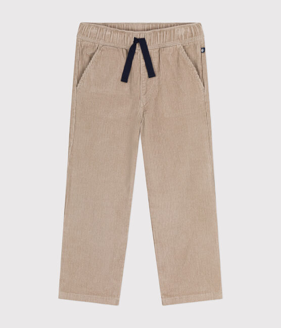 Boys' straight-fit corduroy trousers HUITRE