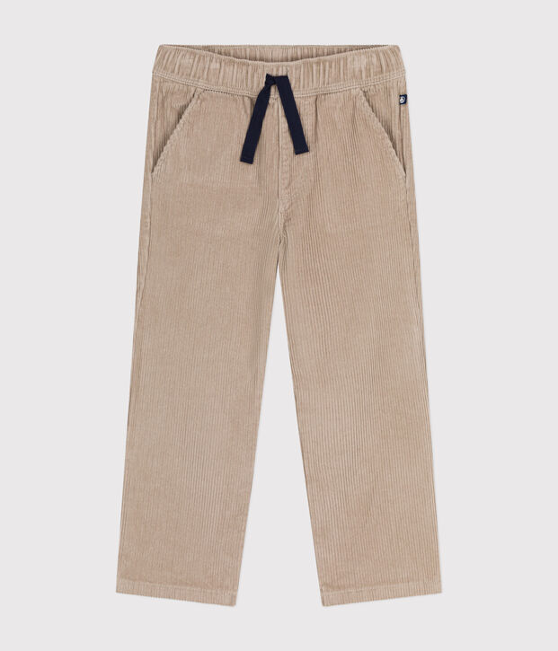 Boys' straight-fit corduroy trousers beige