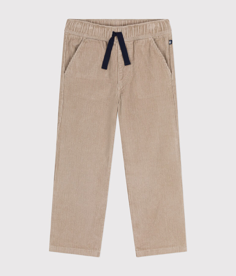 Boys' straight-fit corduroy trousers beige