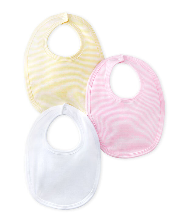 Set of 3 baby's bibs white