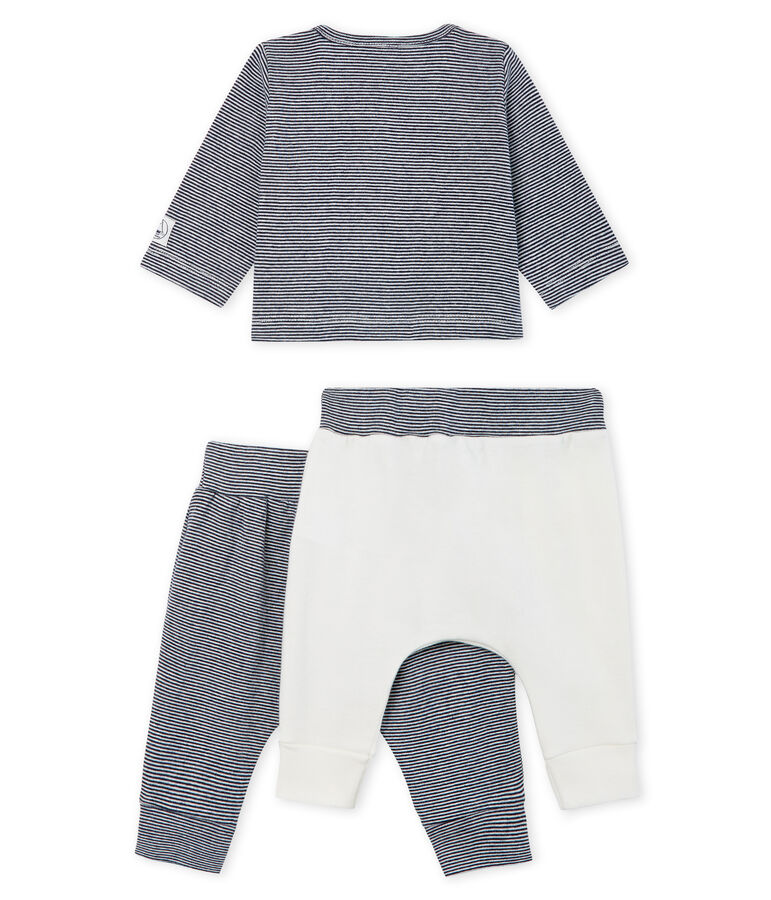 Baby Boys' Ribbed Clothing - 3-piece set white/blue