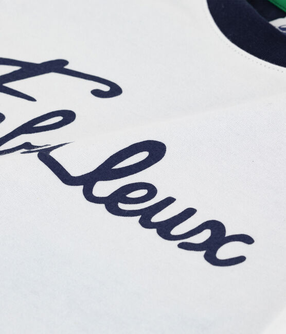 Boys' Long-Sleeved Cotton T-Shirt MARSHMALLOW white/MULTICO white