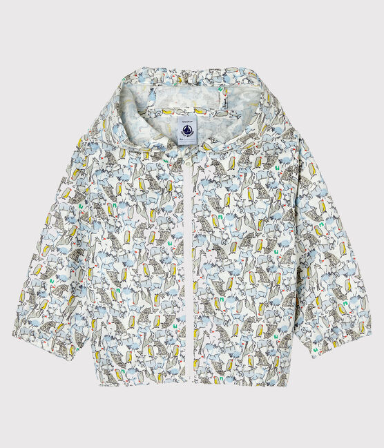 Unisex print windbreaker for babies MARSHMALLOW white/BRUT blue/MULTICO