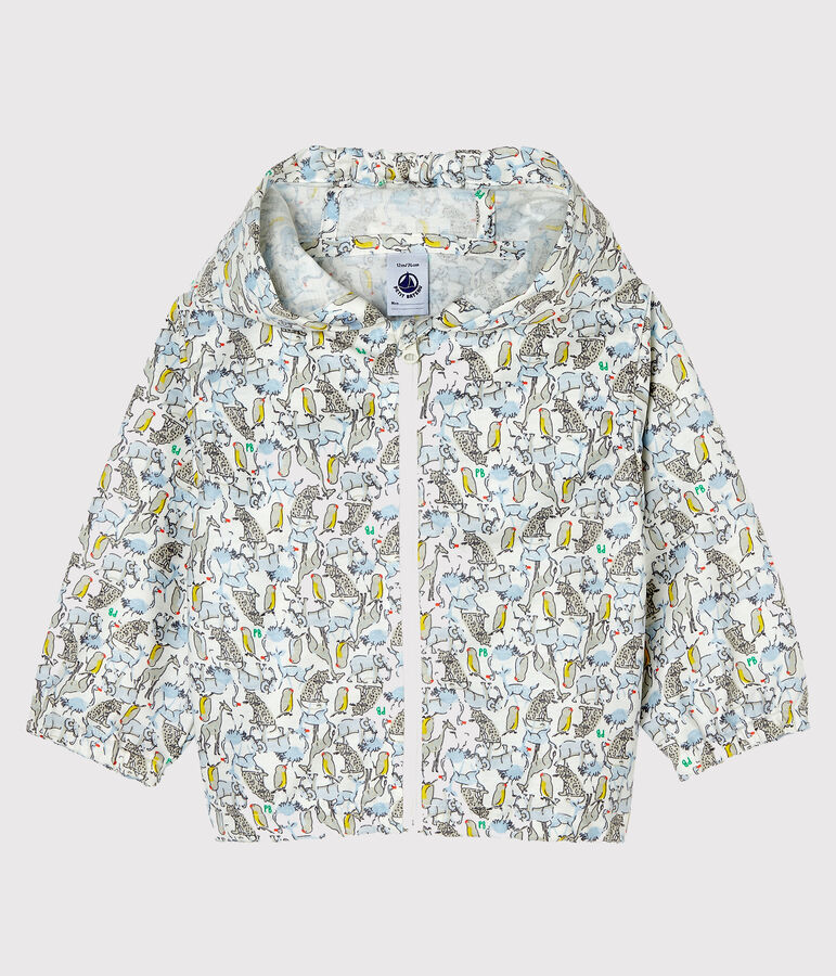 Unisex print windbreaker for babies white/green/multicolor