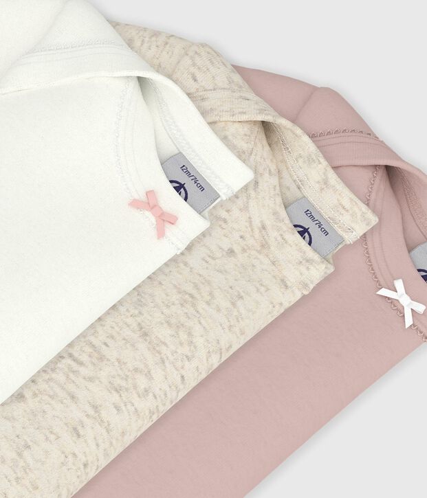 Babies' Plain Short-Sleeved Cotton Bodysuits - 3-Pack multicolor