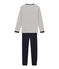 Boys' Ribbed Pyjamas MARSHMALLOW white/SMOKING blue