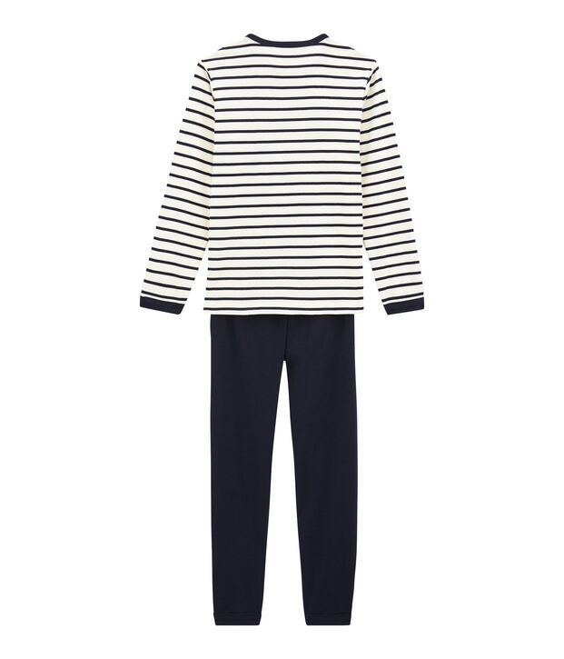 Boys' Ribbed Pyjamas white/blue