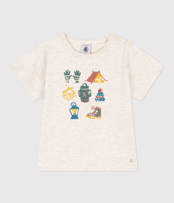 Babies' Plain Short-Sleeved Jersey T-Shirt MONTELIMAR CHINE beige
