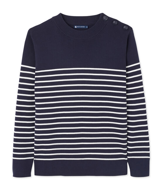 Men's Sailor Pullover with Stripe Design SMOKING blue/LAIT white